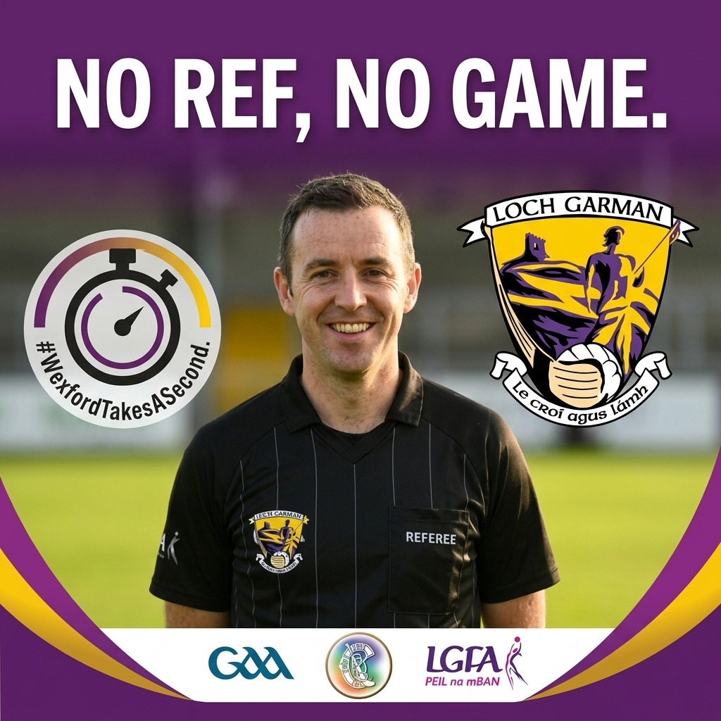OfficialWexGAA's tweet photo. NO REF, NO GAME.
Hurling, Camogie, Football: none of them happen without a referee. ❌ Our refs are dedicated volunteers. Treat them with the dignity and respect they earn every time they pull on the kit. #WexfordTakesASecond #NoRefNoGame #RespectTheWhistle https://t.co/sxEejIzZSw