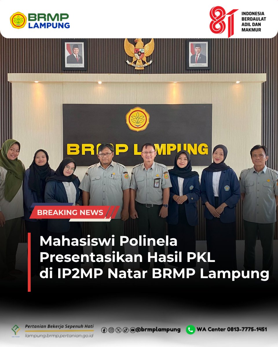 BrMPLampung's tweet photo. Mahasiswi Polinela Presentasikan Hasil PKL di IP2MP Natar BRMP Lampung

Tabikpun!
Salam dari Bumi Lampung 🙏

Mahasiswa Jurusan Agribisnis Politeknik Negeri Lampung (Polinela) melaksanakan seminar hasil PKL di IP2MP Natar, BRMP Lampung, dengan mengangkat tema komoditas kopi. https://t.co/6FK0tAQOFM