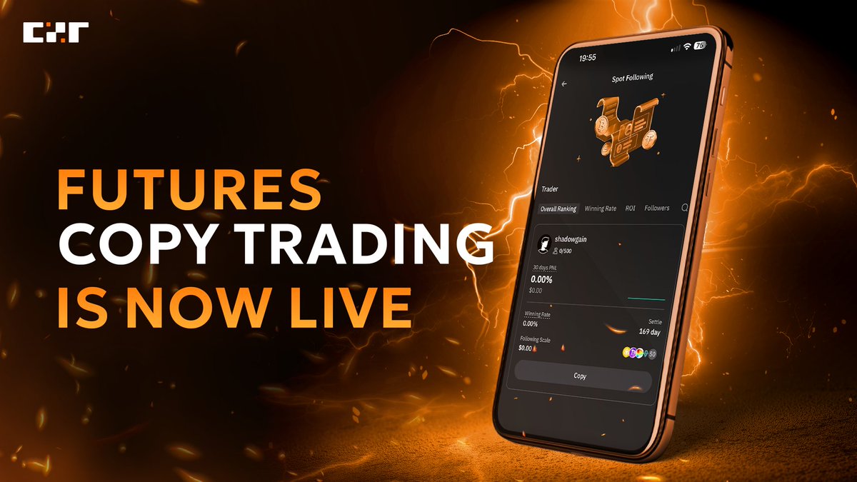 czrexchange's tweet photo. Futures Copy Trading is live on CZR Exchange.

Follow verified top traders and mirror their futures trades automatically, with built-in risk controls and real-time performance tracking.

Works seamlessly across mobile and web.

Start copying ⚡️
CZR Exchange > Futures > Copy Trading.