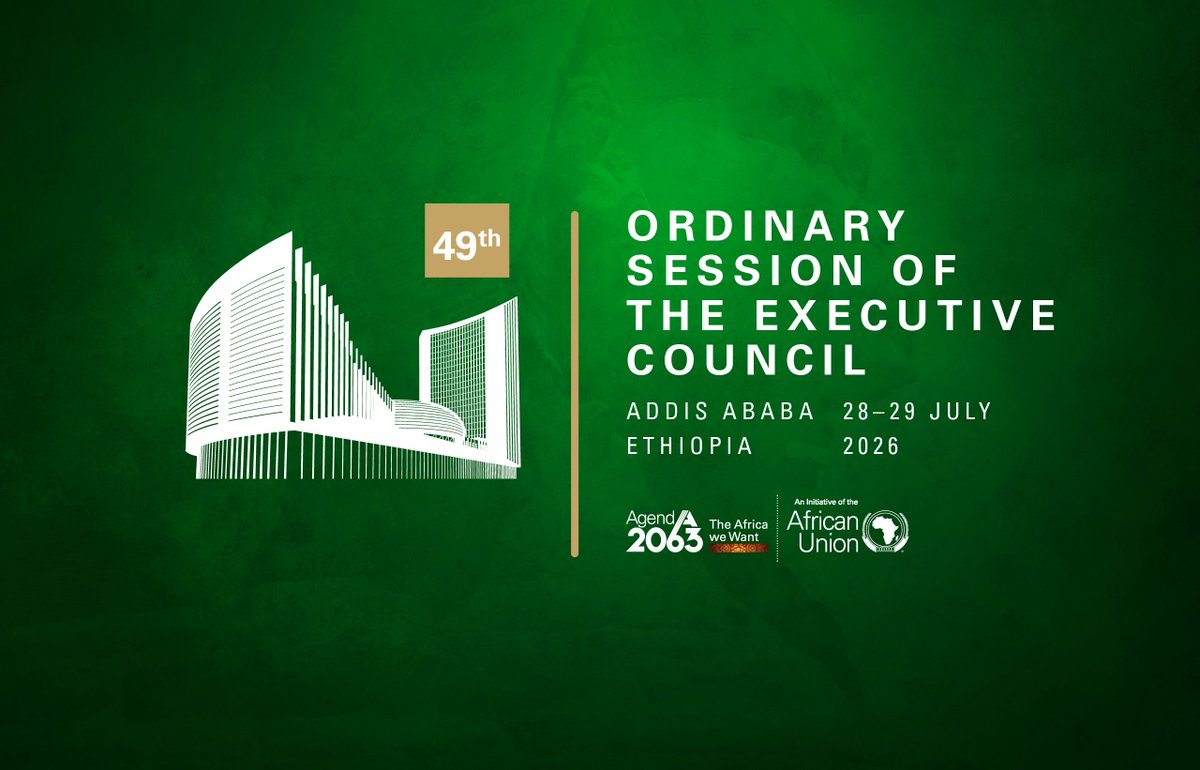 _AfricanUnion's tweet photo. Forty Ninth (49th) Ordinary Session of the Executive Council of the 8th #MYCM to be held from 📅 28-29 July 2026 in Addis Ababa, #Ethiopia.

More @ https://t.co/7FLuP9gFkL

Opening Ceremony will be live @ https://t.co/7GRSjW0Evo https://t.co/0DtrX9wo8v
