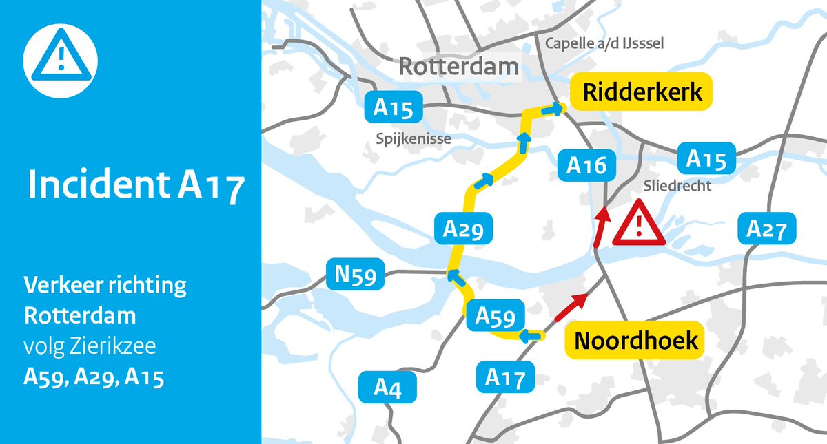 Rijbaan A17 dicht na ongeval bij Moerdijk