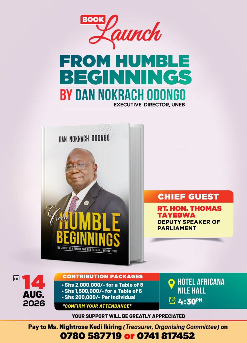 DANODONGO_NOK's tweet photo. I would like to sincerely thank all my dear friends, colleagues, and well-wishers for your overwhelming support and enthusiasm towards my book. I am truly humbled by your encouragement and kindness.

Kindly note that the official book launch will take place on Friday, 14th August 2026. I look forward to celebrating this special occasion with you.

May God richly bless you all.