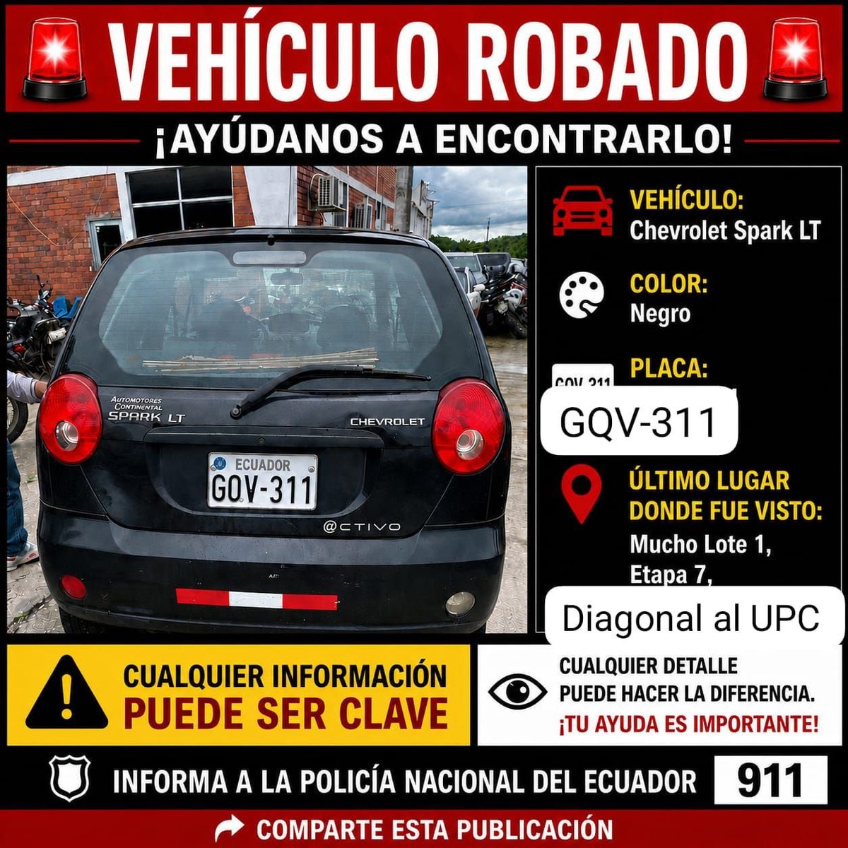 EmergenciasEc's tweet photo. #VehiculoRobado
Ayuden a compartir por favor, gracias https://t.co/8YbGmsfEEK