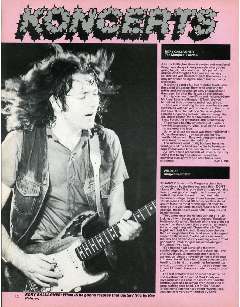rorygallagher's tweet photo. July 27th in Rory history:
1969 Chicago USA International Amphitheatre w/ Blind Faith
1971 London GB BBC Radio Sounds of the Seventies
1972 Rimini IT Altro Mondo
1974 New Westminster CAN Queens Park Arena
1983 London GB The Marquee (review)
1984 Calpe ES Calpe Rock Music Festival https://t.co/T6C644xULu