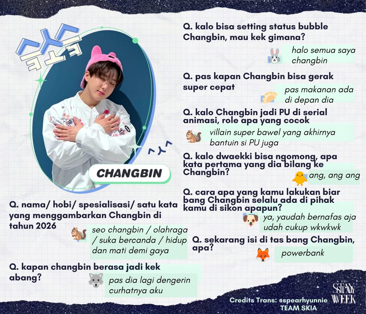 teamnyaSKIA's tweet photo. [2026 STAYweeK]
^ㅅ^ (슼소슼)
SKZ memperkenalkan SKZ 🩷

Terjemahan dlm Bahasa Indonesia 
@Stray_Kids #StrayKids 

(1/2) - Abang Line ▼ https://t.co/HMQRWsBtS3