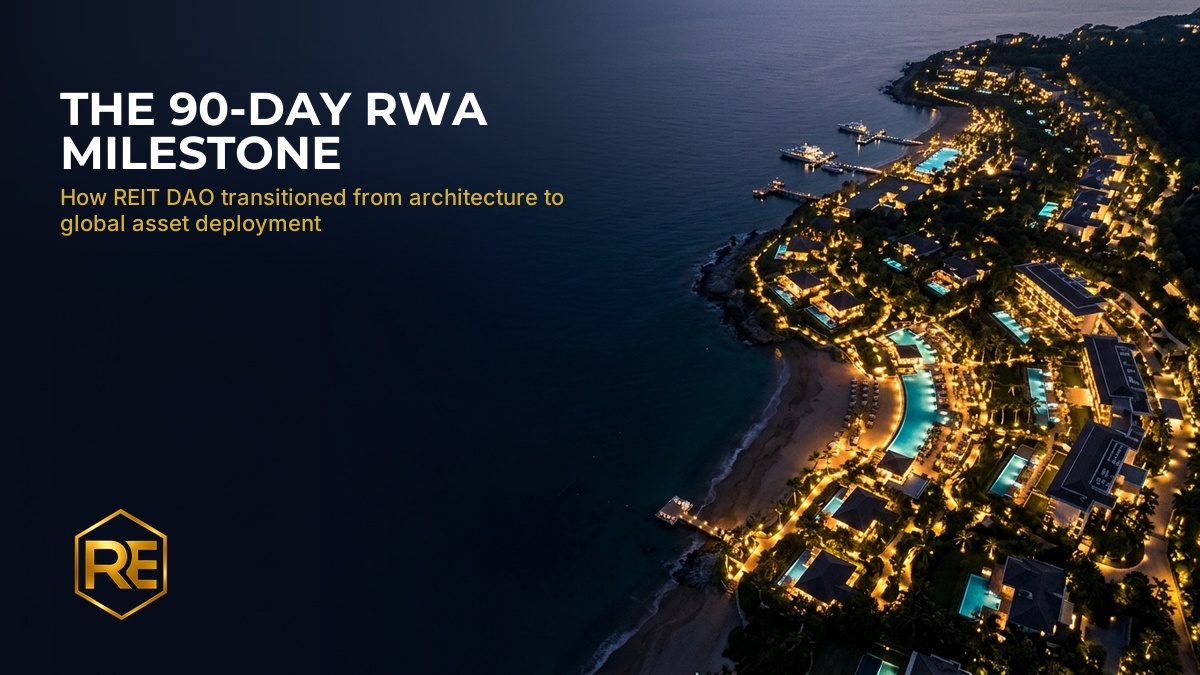 REITDAOapp's tweet photo. ℹ️ While others spend years making promises, we spent 90 days building live Web3 infrastructure.

In just one quarter, @REITDAOapp executed Stage 1 of its roadmap:

🔹 Live IXRA index token portal (https://t.co/ubs513pZ9O)

🔹 Multi-region portfolio: Phuket, Bali, Montenegro & the US

🔹 Hybrid AI + local expert property scoring

🔹 Operational Aragon governance on Arbitrum

We are now accelerating into Stage 2: 
Scaling to 8+ global locations, 20+ tokenized assets, $1M+ in property value, and onboarding the first 100 DAO Contributors.

🔸 Read our full 90-day milestone report: https://t.co/4A9VZksG48