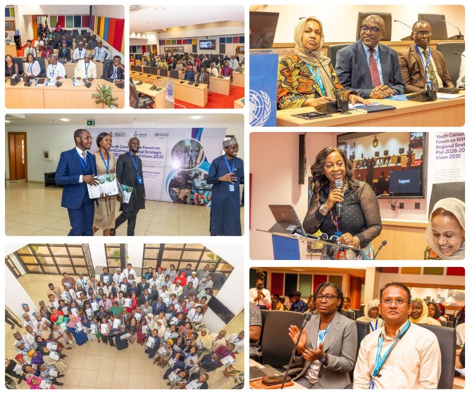UN_Nigeria's tweet photo. The Youth Consultative Forum is amplifying youth voices &amp; generating recommendations that will contribute to the @WHOAFRO Strategic Plan (2026–2030) &amp; #Vision2035 Agenda.
Because young people are not just the future—they are partners in shaping it.
Young Voices. Healthier Africa. https://t.co/Gw1NtIfr8G