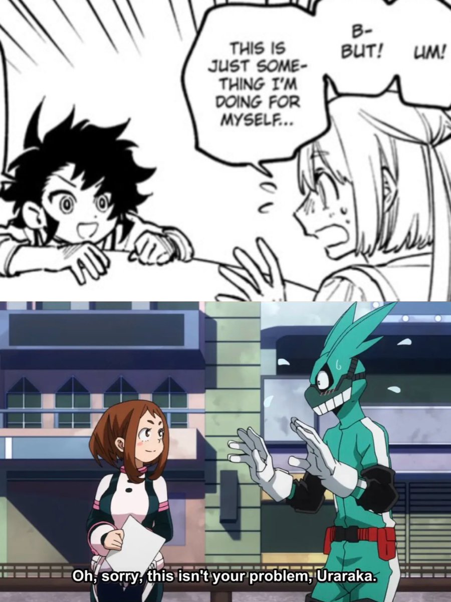 aniwolf66's tweet photo. You can't tell me you don't see the parallels 😭😭😭 Deku and kumugi are even waving their hands the same while ichi and ochaco are just smiling 😭😭 #IchiTheWitch #Appleslice #Izuocha https://t.co/Jx0lOsmFsA