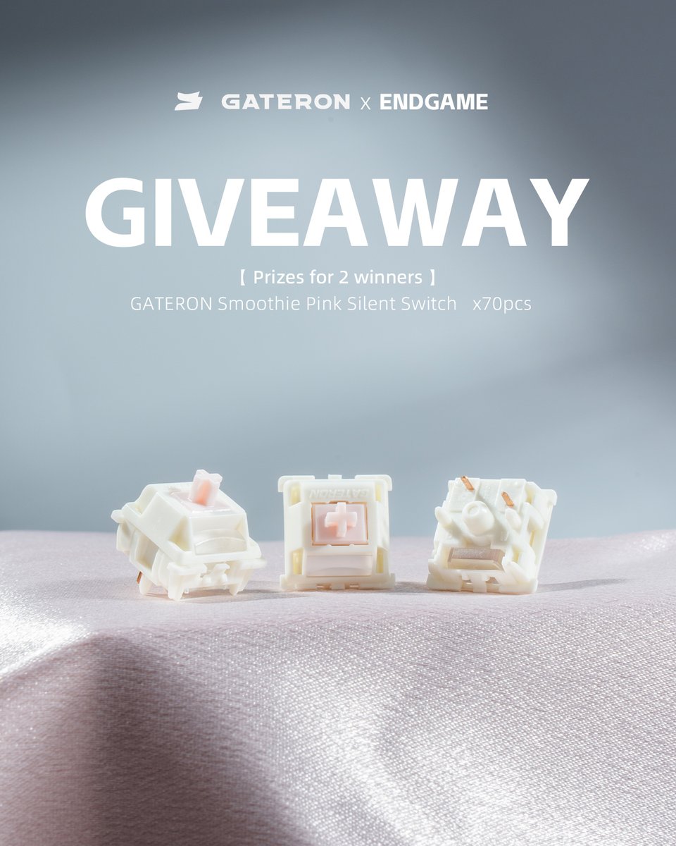 EndGameMice's tweet photo. I'm teaming up with @GATERONOfficial to give away 2 jars of GATERON Smoothie Pink Silent Switches  — pre-lubed, whisper-quiet, and buttery smooth out of the box.

Whether you're building your first keyboard or upgrading your daily driver, these switches deliver that perfect balance of silence and smoothness.

How to enter:

1. Follow @GATERONOfficial & @EndGameMice 

2. Like & Retweet this post ❤️

3. Tag 2 friends

Good luck to everyone!