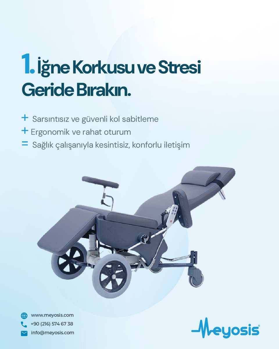 meyosiss's tweet photo. Güvenli bir kan alma deneyimi sadece bir iğneden ibaret değildir! Ergonomik tasarım, acil Trendelenburg pozisyonu ve maksimum hijyen ile hem hastanız hem personeliniz güvende. #KanAlma #Medikal #HastaGüvenliği #Meyosis https://t.co/s3qwYhNY0i