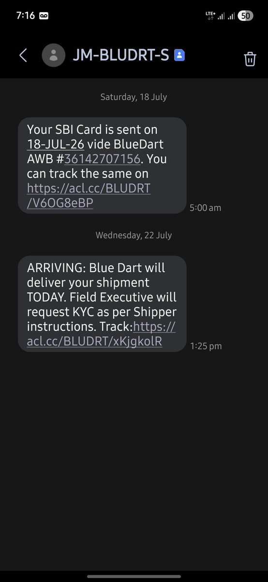 MusafirSoAk's tweet photo. Hello BlueDart, I had a parcel to deliver by 22 July, but they attempt. The delivery person attempted again and again 🤬 by give a missed call, I try to call back 20 times but didn't receive. And today 27 July the parcel returning without my concern.
@BlueDart_
@BlueDartCares https://t.co/laYDMPypxg
