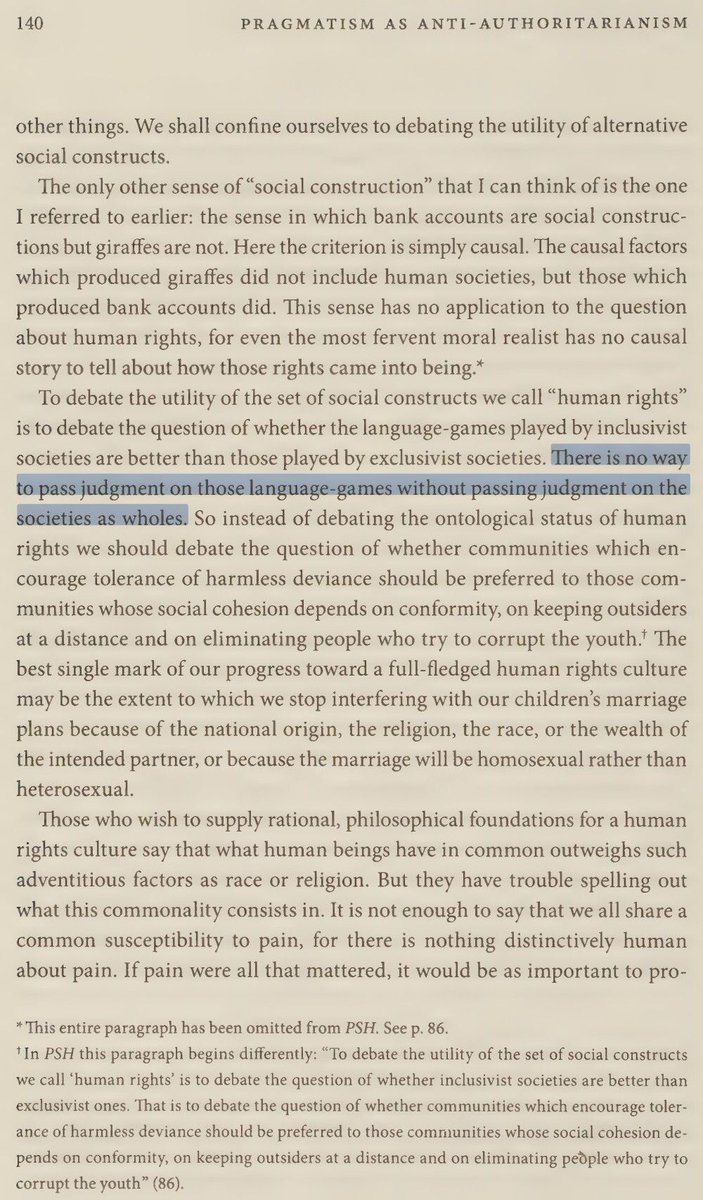 RortyQuotes's tweet photo. There is no way to pass judgment on particular language-games without passing judgment on the societies as wholes.
PaaAA p.140
#Pragmatism
#Rorty
#Upayas https://t.co/XBg3hqGNpO