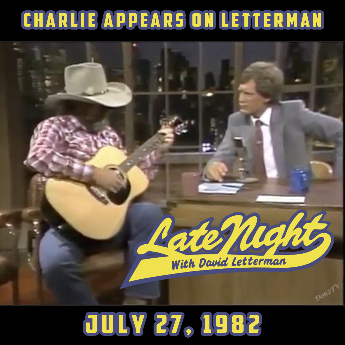 CharlieDaniels's tweet photo. ON THIS DAY in 1982, Charlie appeared on "Late Night With David Letterman." Lost luggage couldn't stop Charlie, and Dave's reaction to trying Skoal is worth the watch alone. Charlie performs an unreleased CDB song, "Wyoming on My Mind." - TeamCDB https://t.co/hNPC9py4KG https://t.co/XtyJQNCias
