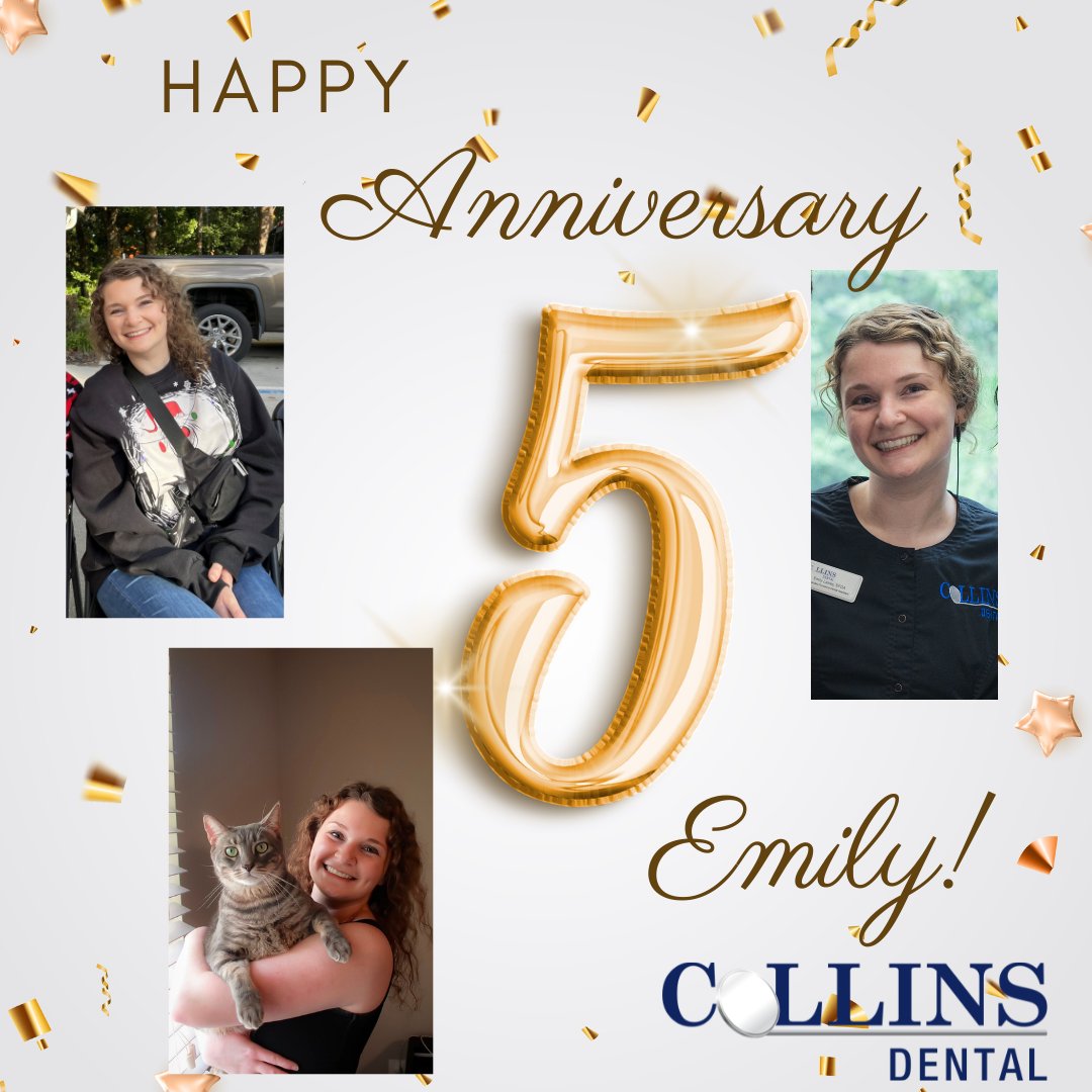 ChangingSmiles's tweet photo. Celebrating 5 amazing years with Emily, our lead dental assistant! 🎉👏 Thank you for your commitment and hard work.#TeamCollinsDental #Anniversary #DentalPros https://t.co/sNkWl0dPJH