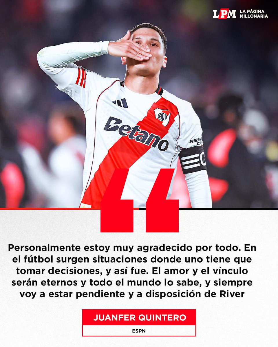 RiverLPM's tweet photo. 🇨🇴 Juanfer habló luego de lo que fue su desvinculación de River y explicó los motivos de su decisión. https://t.co/EUTWwsSuDw