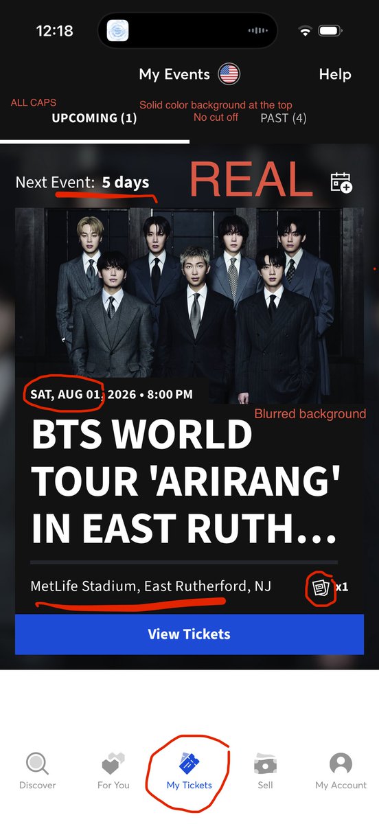 lovedform's tweet photo. ‼️just so no one gets scammed now or in the future. scammers have upgraded unfortunately. they can fake the white-out and black-out of protected tickets. they have their own FAKE ticketmaster app. please be aware of how REAL screenshots and videos look vs FAKE ones. check details https://t.co/97YtLXfxIV