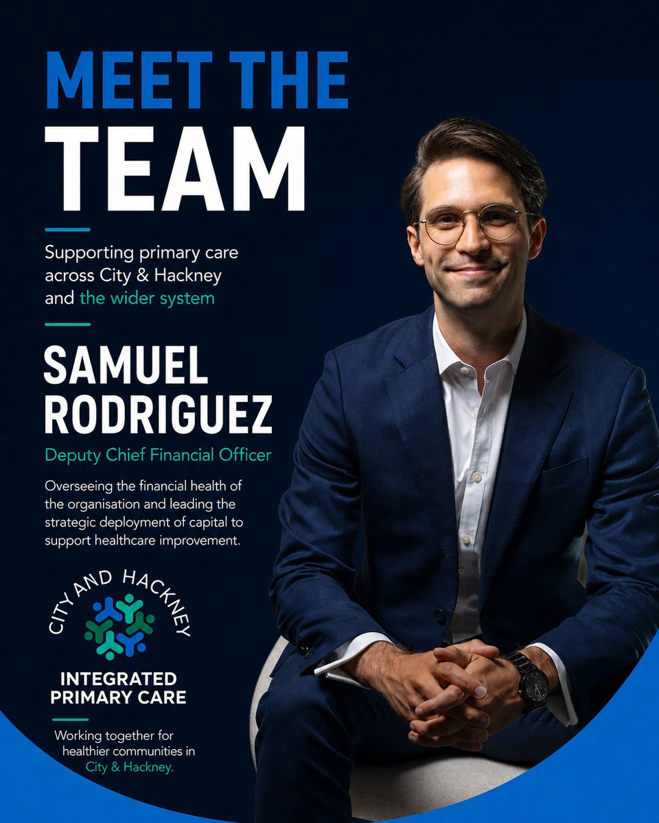 CityHackneyIPC's tweet photo. Meet Samuel Rodriguez, Deputy Chief Financial Officer at City &amp; Hackney IPC.

Samuel helps strengthen financial planning, simplify processes and support better decision-making across GP practices, PCNs and the wider system.

#TeamIPC #PrimaryCare #NHSFinance https://t.co/5yrGqthTXR
