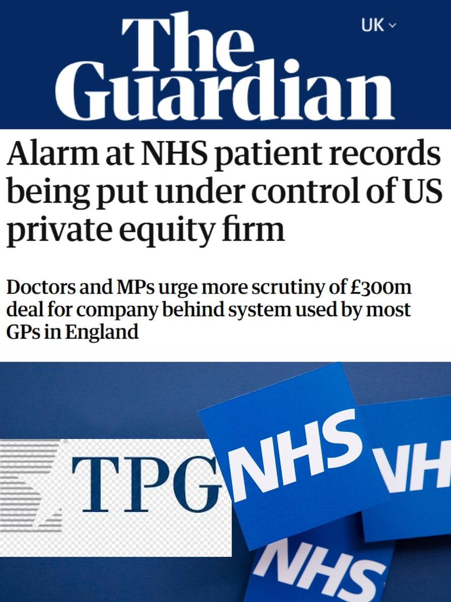 We_OwnIt's tweet photo. "The GP records of more than half the country sit on a system controlled by a firm whose business model is returns for investors, not care for patients, and the public found out after the fact."

And you thought Palantir's involvement in our healthcare was pretty dodgy...
https://t.co/68CEOXrXw6