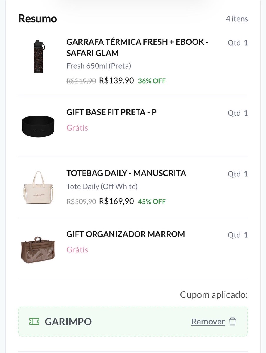 garimponline's tweet photo. GoCase - brindes exclusivos usando meu cupom:

🏷️ GARIMPO

👉 nas compras de qualquer térmico (copo ou garrafa) - GANHA: 1 base de silicone 
👉 nas compras de qualquer bolsa - GANHA: 1 organizador
Se comprar os 2, ganha os 2

BRINDE + DESCONTO!!!

🛍️ https://t.co/NwcugoBtWC https://t.co/IRhk3wv4Vi