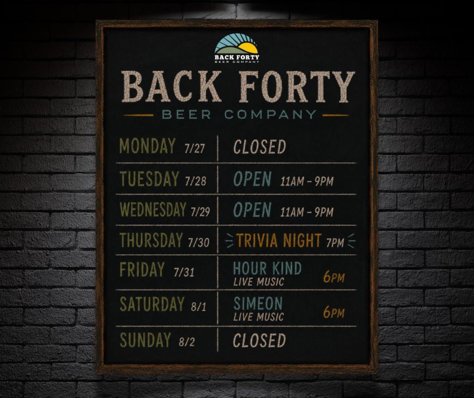 DowntownGadsden's tweet photo. Good times guaranteed! 🍻 We'll see you at Back Forty!  #downtowngadsden #belocal #eatlocal #drinklocal #broadandbeyond #GottaGetToGadsden https://t.co/IYnV6noXfZ