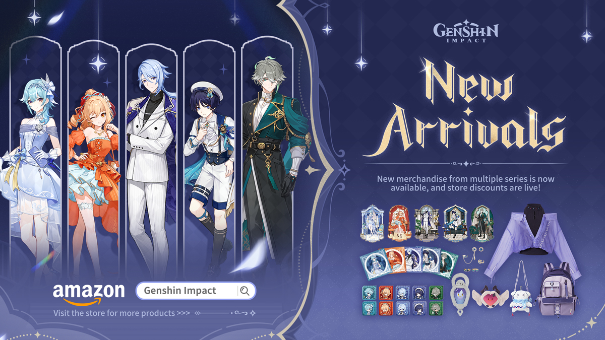 GenshinImpact's tweet photo. New Genshin Impact Merchandise Now Available on Amazon! The Brand New Resplendent Feast Series Makes a Stunning Debut~
#GenshinImpact #genshingoods 

Hello, Traveler!
The second wave of our carefully curated Resplendent Feast series merchandise is now officially available! Companions attending this feast are: Eula, Yoimiya, Kamisato Ayato, Wanderer, and Alhaitham. Featuring a wide variety of product categories, where gorgeous banquet-themed artwork meets practical craftsmanship! The multifunctional storage adhesive wrapping cloth is your perfect on-the-go companion, catering to your everyday needs with storage, dusting, and drop protection. The ornament stand features a layered insert acrylic design that recreates the luxurious banquet hall scene with 3D depth. Alongside it, the Chibi Self-Standing Acrylic Stamp Block boasts its two-in-one design, serving as an adorable display piece and a functional stamp all in one.

The Citlali Impression Series has also been updated with all-new merchandise! From clothing and bags to accessories, the new collection embraces purple-blue tones that capture the character's mysterious yet gentle charm. To complete the look, don't miss the Fluffy Friendship Series Impression Plushie Keychains, available in both Flins and Durin styles!

Also, special promotion discounts will be available for selected items. Don't miss out!

〓Promotion Duration〓
07/28/2026 00:00:00 – 08/16/2026 23:59:59 (PST)