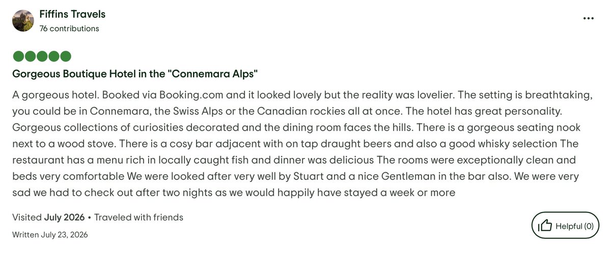 KylemoreHotel's tweet photo. 2 Recent Reviews https://t.co/9na6HuRjKp