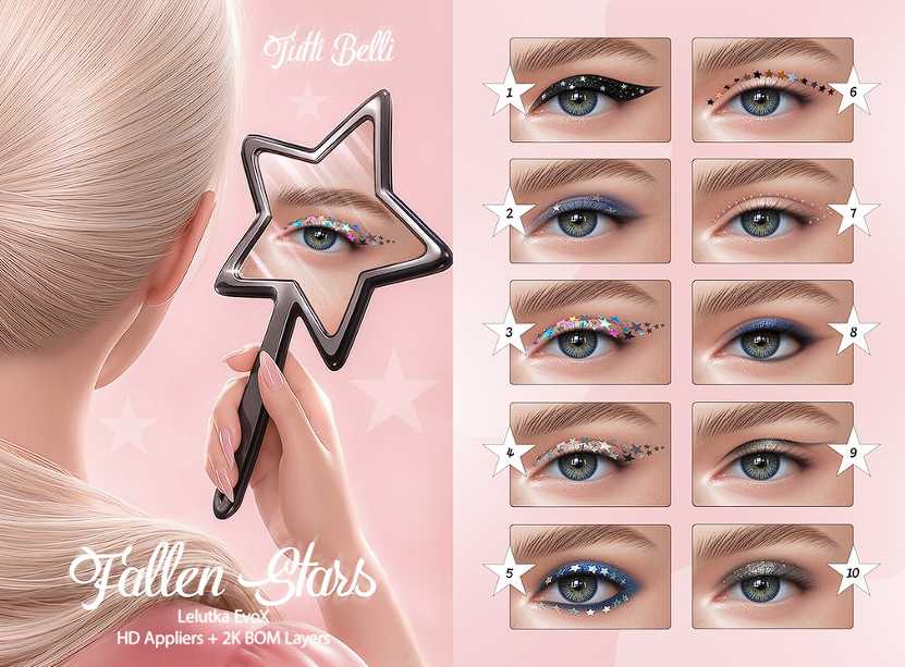 KawaiiFeedSL's tweet photo. Tutti Belli: Fallen Stars Makeup @ Mainstore〡Taxi: https://t.co/31JWAbIRyH
#SecondLife #TuttiBelli #Mainstore #Secondlifecontent #KawaiiFeed https://t.co/PmJKUe2fAu