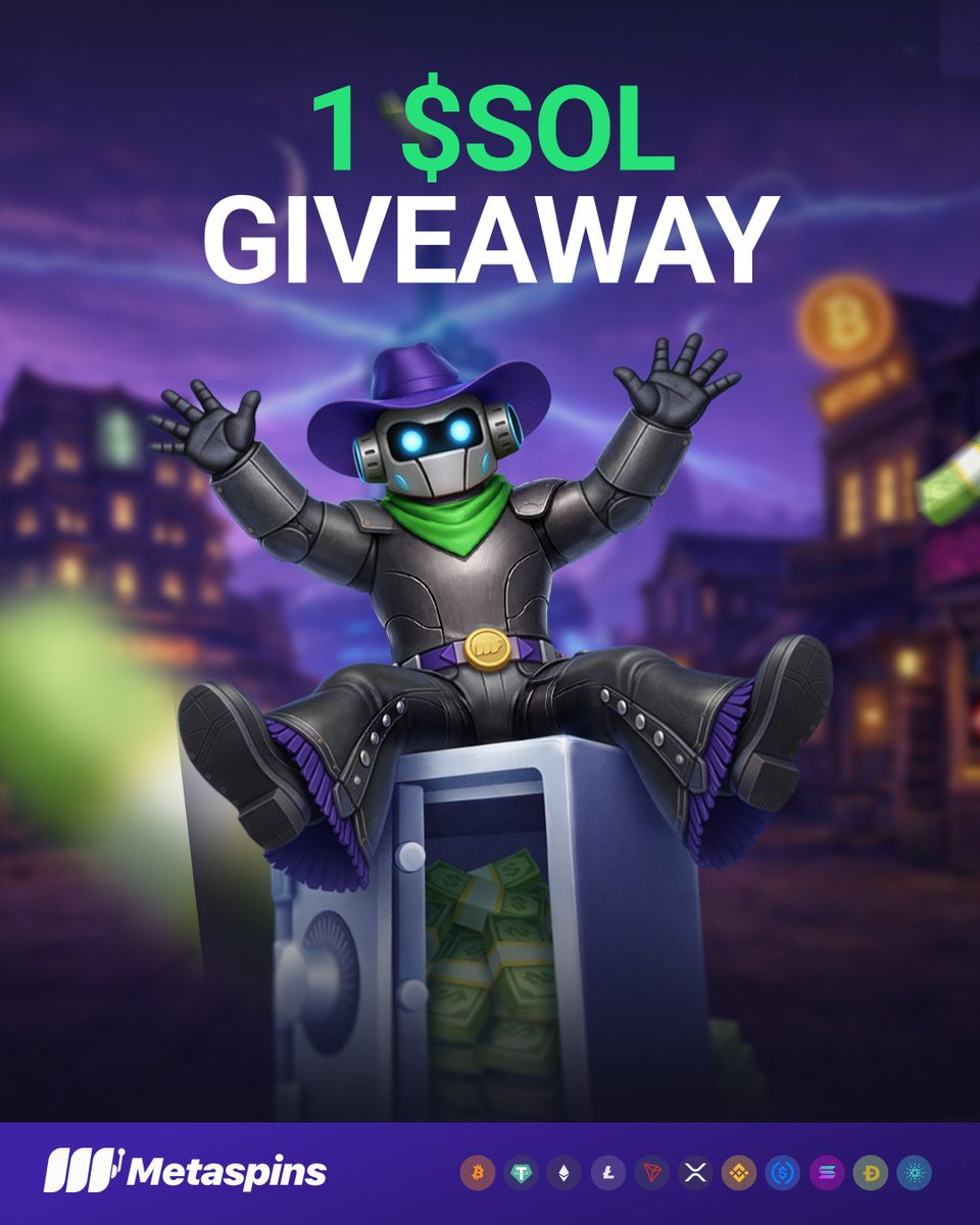 metaspinscasino's tweet photo. Win 1 $SOL in the next 24 hours! 💸

👤 Follow @metaspinscasino 
❤️ Like + 🔁 Repost
👥 Tag 2 friends + 🆔

One lucky winner will be randomly selected 🍀 https://t.co/exc5UhJwtz