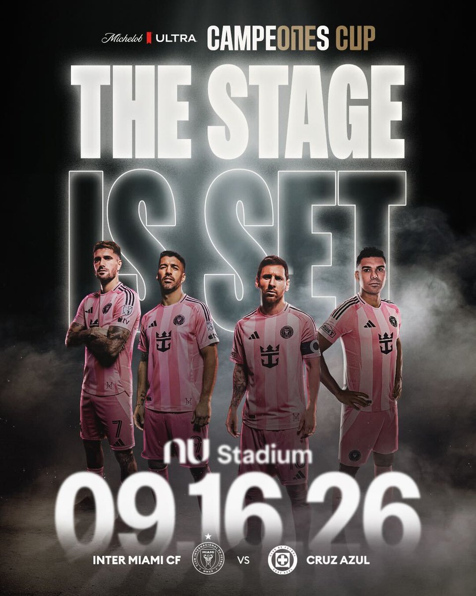 InterMiamiCF's tweet photo. See you at Nu Stadium on Sept. 16. 👊🏆
Cruz Azul awaits in the Campeones Cup.

🔗 https://t.co/7TPE9BNLGK https://t.co/ecIyaWFitM