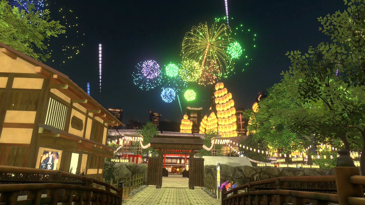 namiciroprism's tweet photo. ワールド『-yuuri-灯宮神社夏祭り　Created by: o_ゆうり_o』 さん
夏祭り気分味わえてワールド広くて楽しかった✨
花火がとっても綺麗でした！🎆
URL：https://t.co/MO7GVwJgDu
#VRChat_world紹介 https://t.co/5ilqrKrDm5