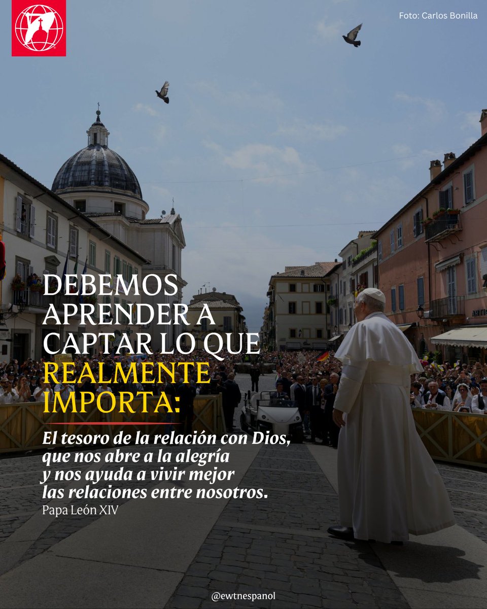 EWTNespanol's tweet photo. Pidamos lo que pidió el rey Salomón «Con tantas necesidades que nos crea el mundo hoy… ¿sabes reconocer lo que realmente importa?» "El tesoro de la relación con Dios, que nos abre a la alegría y nos ayuda a vivir mejor las relaciones entre nosotros." Papa León XIV. https://t.co/KiDPp50dAj