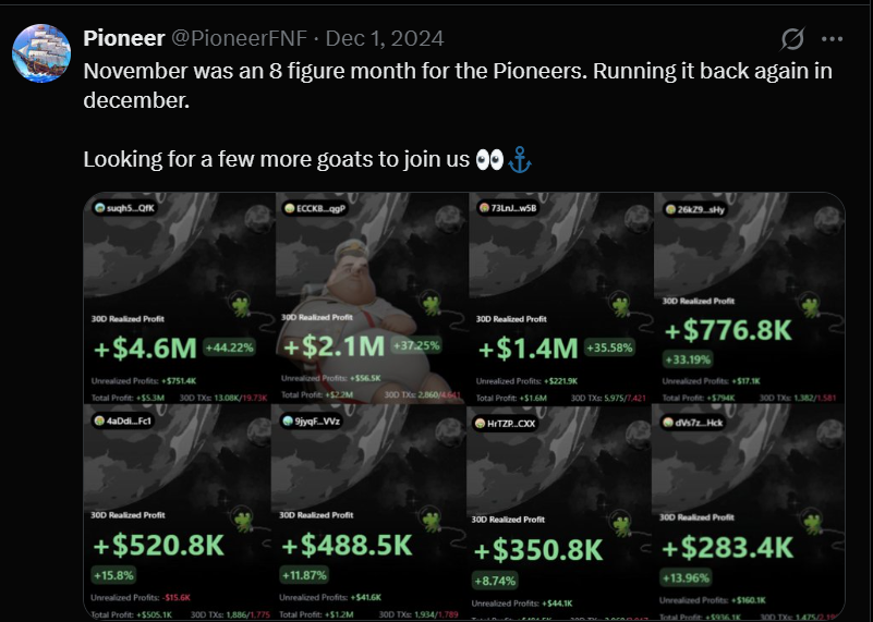 SpecterAnalyst's tweet photo. It's crazy that CT has such a short memory. Scammers, grifters, and rug pullers are quickly forgotten.

There seems to have been a coordinated push around @kimchi1x, with CT claiming that he "made eight figures from the TRUMP token." lol

I decided to look into @kimchi1x . Based on my on-chain analysis, he and his group, including @orangie , have exposure to token launches, bundling, and rug pulls.

Since this thread is about Kimchi, I'll focus on him.

Wallet (publicly shared by Kimchi in a reply on X back in April 2024):

2yu3iNjH6zLa8Uqf1s4yKJ1kB9MHYPhMkDbpu8tLmBMC

Example 1 – $STAR
On May 30, 2024, at 13:41 UTC, $STAR was deployed. Within the same minute, the wallet linked to Kimchi bought 2.96 SOL ($407) and later sold the position for $45.6K.

Tx:
zWstdZjTHRGzPSEX5NPnfv7QS2412iroNx1HpwHNRBwu6UeyNA57ZMRcZRFfmDSi4V3uF7yHshA1YBKi3TncnF1

Example 2 – DADDY ANSEM
On June 11, 2024, at 23:38 UTC, DADDY ANSEM (not launched by Ansem) was deployed. Two minutes later, the wallet linked to Kimchi bought 4.94 SOL ($730) and later sold it for $14.6K.

Tx:
4DqJrynmKbaLLjPKLzZYfZwGPxSKtBCirH2Du2vDdd5Z7sfaGfA89W15x4VBzM5wzdm8BiMVA5xk1M8M9UGUut9c

Example 3 – MUVA
On June 26, 2024, at 22:45 UTC, MUVA was deployed. One minute later, the wallet linked to Kimchi bought 2.9 SOL ($407) and later sold the position for $53K.

Tx:
55ZSNgEMDQRKvAvhcSYicrUnPoxuTV1iUR5FdSVoFK7GGXJ4S2rAtEoZ62wh7S4F39DMAHN5guoxfAmpSQwWfwS7

An exchange deposit address also clusters five other wallets that bundled the same MUVA launch.

These are just a few examples. I decided not to dig through the wallet's entire bundling history.

they have a private group known as @pioneerfnf 

While there is no verifiable evidence that @kimchi1x  made eight figures from the TRUMP token, it's crazy to see someone with this kind of on-chain history being pushed as a role model.

It's crazy how CT celebrate grifters and rug pullers even after knowing who they are.

Stay smart.