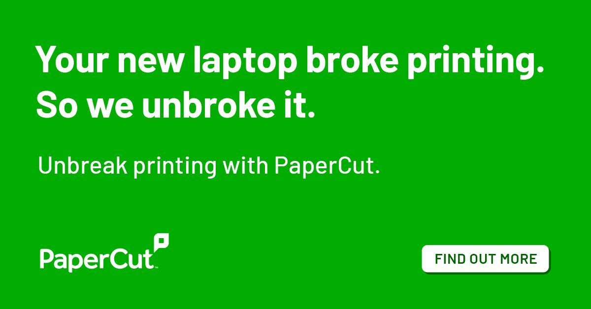 PaperCutDev's tweet photo. ARM64 made your Windows laptop faster, lighter, and basically perfect. It also quietly broke your printing.

Not to worry. PaperCut unbroke it. 

https://t.co/WGZKiirJCf https://t.co/umuxCvGATX