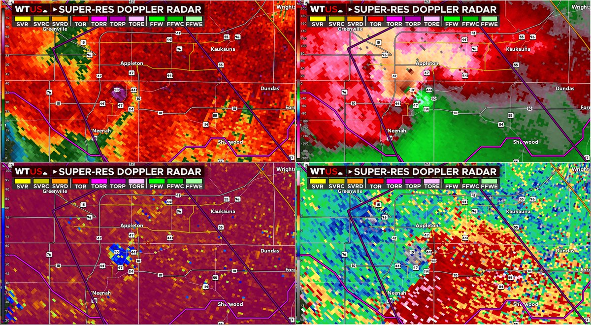 weathertrackus's tweet photo. Intense-violent tornado ongoing in Appleton, WI.

TAKE COVER NOW! This is a Particularly Dangerous Situation! https://t.co/tlmDaToEDr