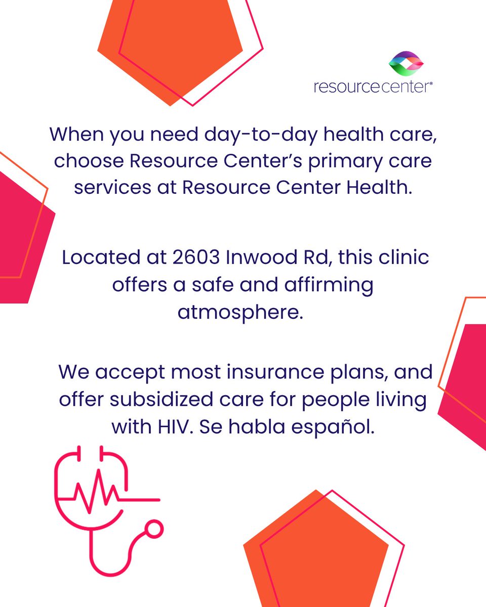 ResourceCtr's tweet photo. Your health matters. 💙

Resource Center Health provides affirming primary care, including annual physicals, preventive care, HIV testing &amp; expert HIV+ care, chronic condition management, immunizations, referrals, and more.

Learn more: https://t.co/xY7ntALPqh https://t.co/uELMTmyLq9