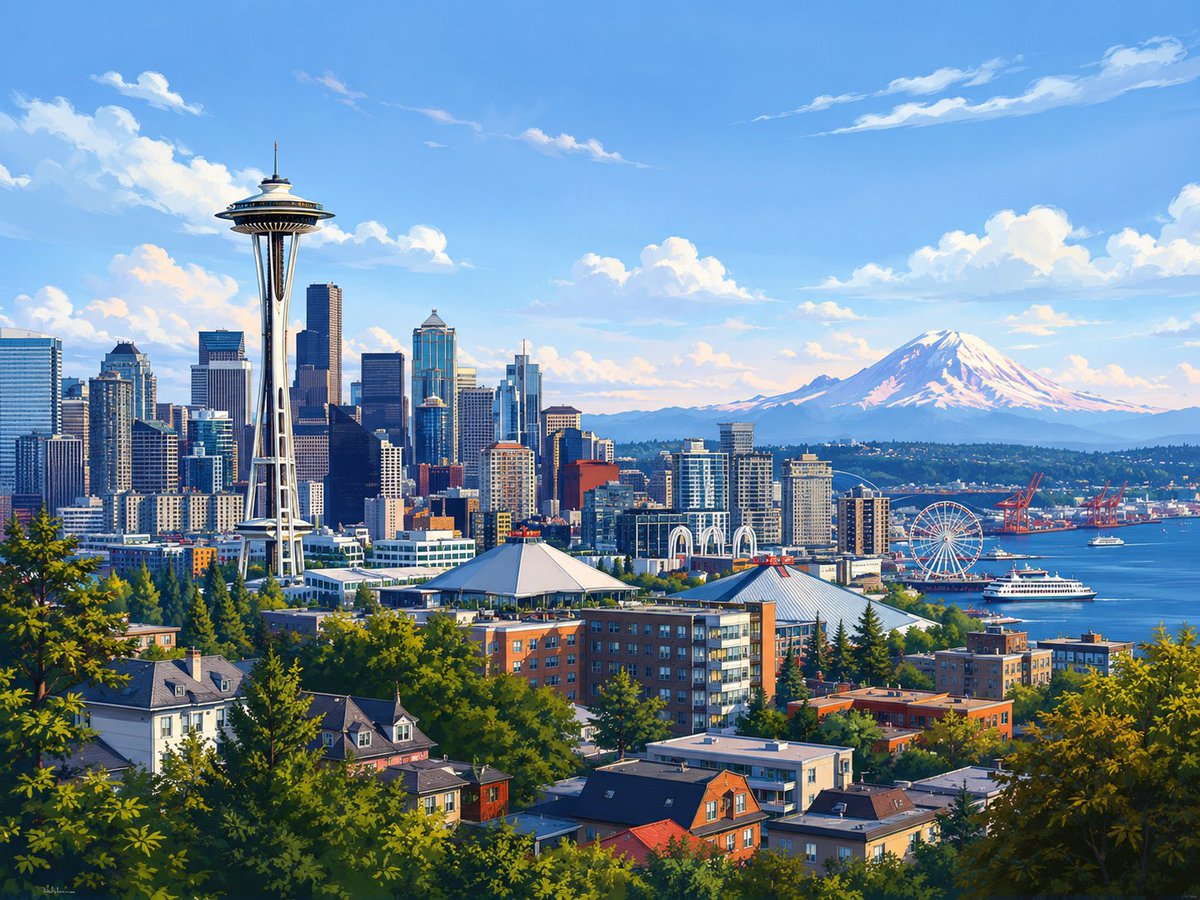natureimg's tweet photo. Seattle’s iconic Space Needle, the city skyline, and Mount Rainier rising in the distance. 🌆🏔️
#Seattle #SpaceNeedle #MountRainier #AI #AIGenerated #AIArt https://t.co/mEDziHdZ54