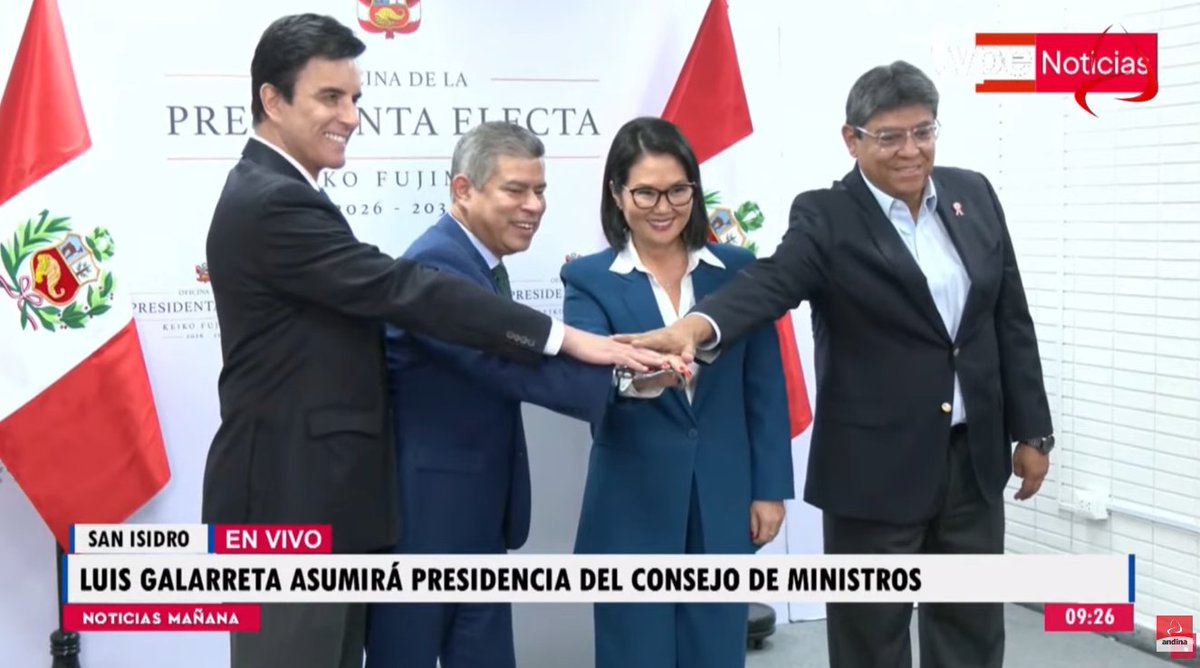 Aderly's tweet photo. 🚨 #LOÚLTIMO | Keiko Fujimori anuncia la desginación de Luis Galarreta como presidente del Consejo de Ministros, Elmer Cuba como ministro de Economía y Carlos Espá como canciller. https://t.co/b9IBuMvEMv