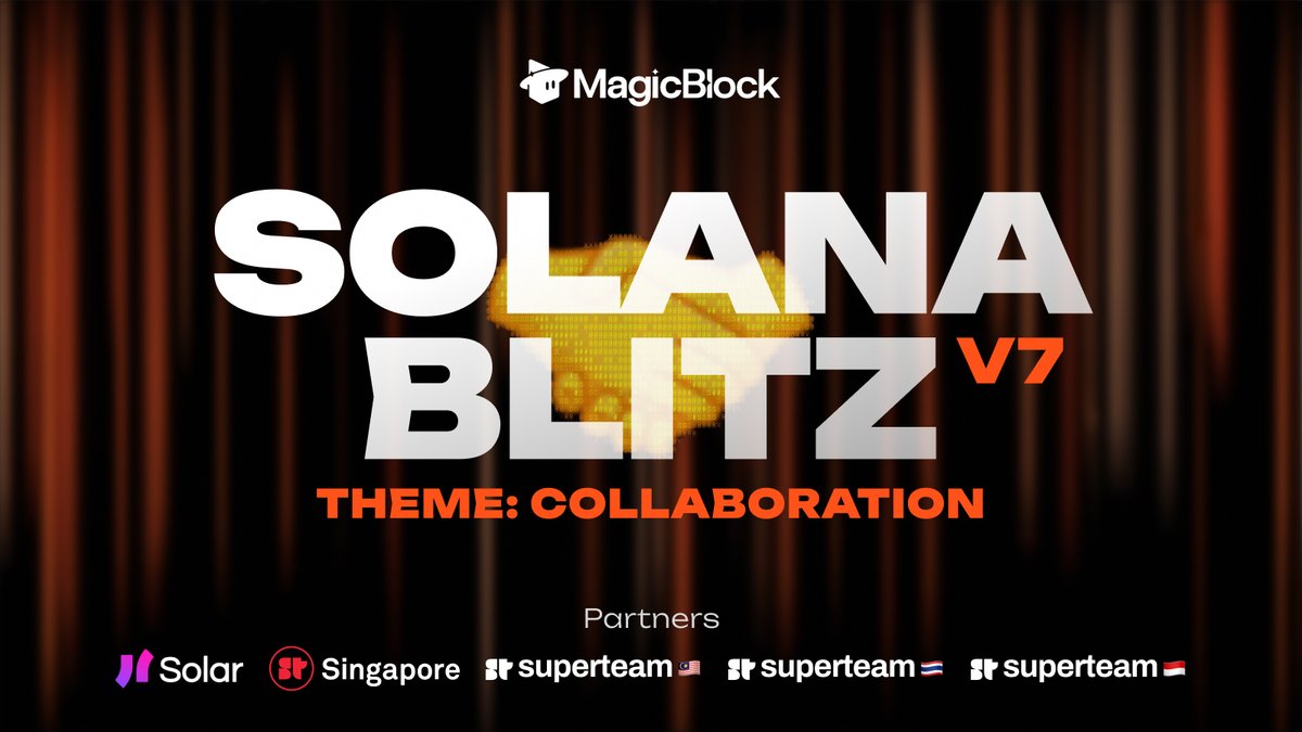magicblock's tweet photo. The most successful projects start with the right cofounders

Solana Blitz v7 Hackathon: Collaboration Theme kicks off next Monday

Teaming up with @Solana_zh, @SuperteamSG, @SuperteamMY, @SuperteamTH and @SuperteamINDO to take it global 🌏 https://t.co/LVv8oFTULG
