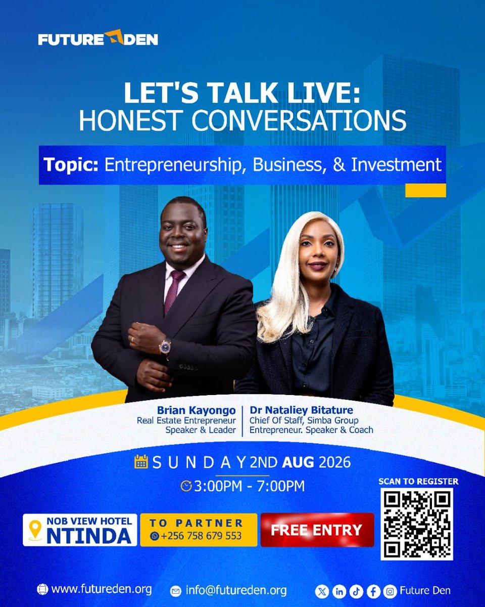 futuredenhub's tweet photo. Gain practical insights into business, entrepreneurship, investment, and wealth creation.

🎟 Register now:
https://t.co/JzmuG5V6Cl

#LetsTalkLive #FutureDen #Entrepreneurship #BusinessGrowth #Leadership #NSMP https://t.co/3MtySVVB0P