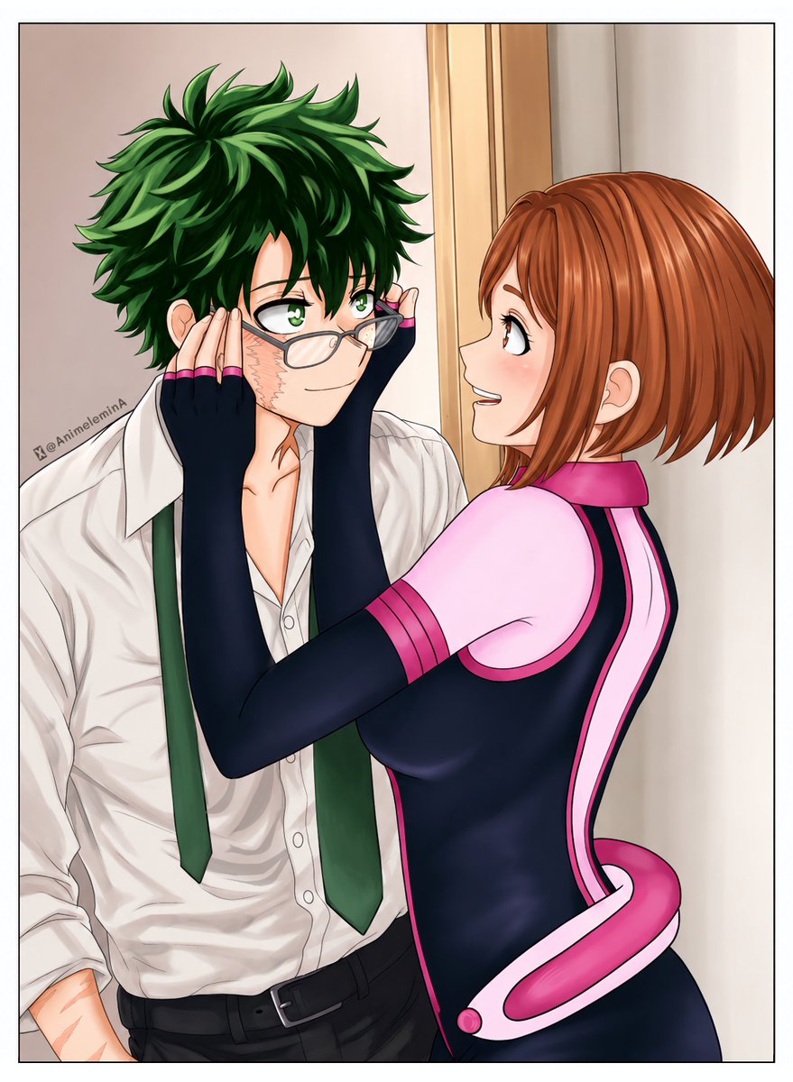 AnimeleminA's tweet photo. Had to make it IzuOcha! 💚🩷 
Uravity and Deku-sensei getting ready for work 💼✨

#izuocha #出茶 #ヒロアカ #MHA #bnha #fanart https://t.co/HwlgwUC9di