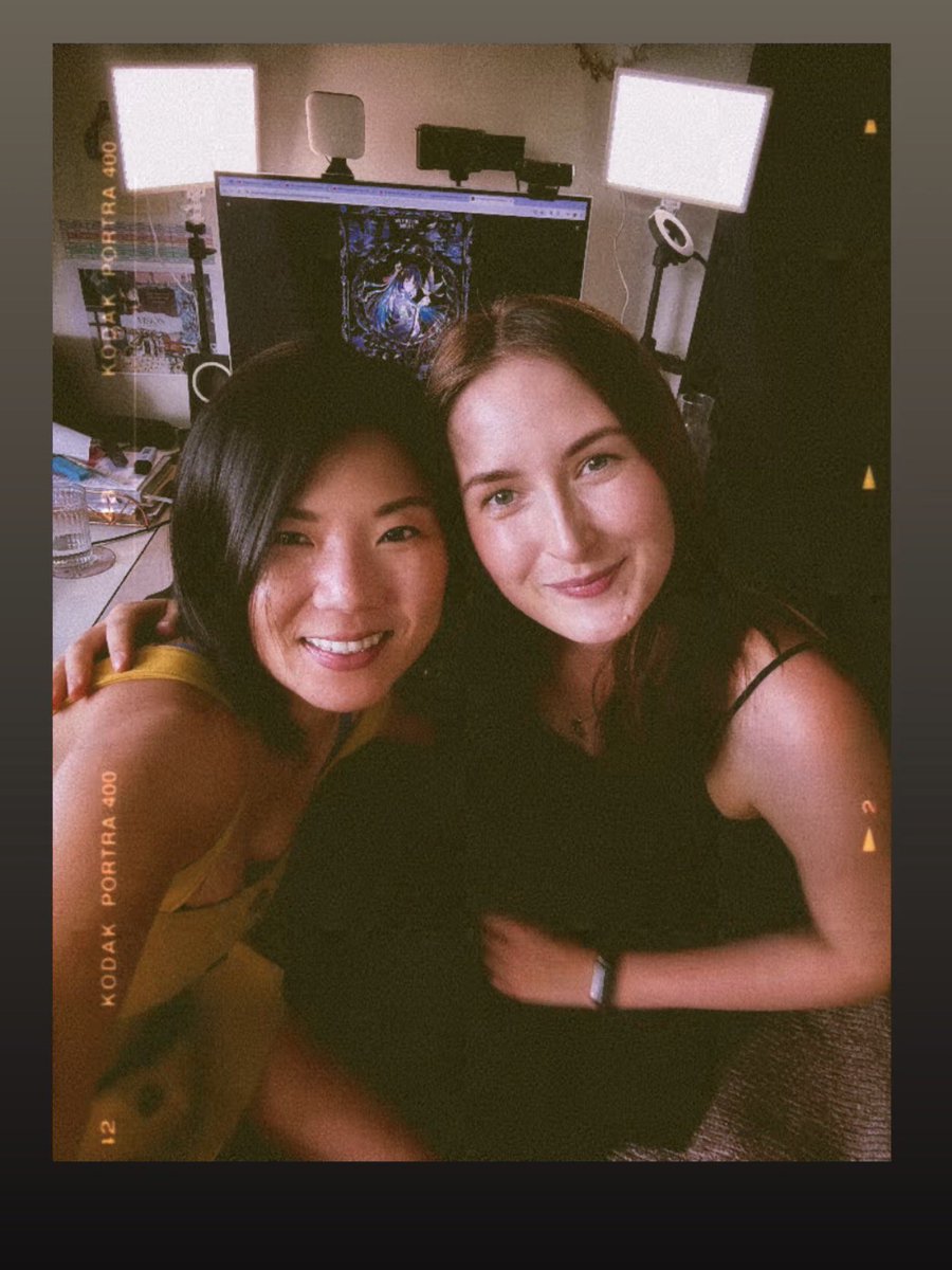 rebeccagyeo's tweet photo. BTS selfies post @Wuthering_Waves stream with the lovely @amanda_rischel. I had so much fun playing through Yangyang Segue v3.5, imagining her as a valley girl, &amp; summoning 7000 pigeons. 🤣Thx to the amazing fans who joined us! Till next time ✨ https://t.co/1eYzYiApM8 https://t.co/rBDCrteGWw