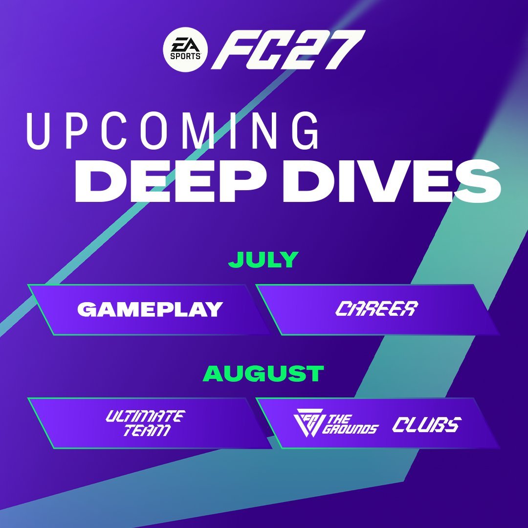 NeiKoohh's tweet photo. 🚨 Les dates des prochains trailers de FC 27 sont désormais connues ! 👀🔥

🎮 29 juillet — Gameplay
📋 31 juillet — Mode Carrière
🏆 2 août — Ultimate Team
🌍 4 août — The Grounds &amp; Clubs Pro

Lequel attendez-vous le plus ? 👇 https://t.co/ILyMsAQOGJ