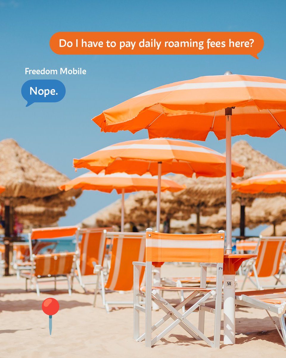FreedomMobile's tweet photo. No daily roaming fees, no worries. 😌🍹Link in bio for more details. https://t.co/0V9JhUAXxA