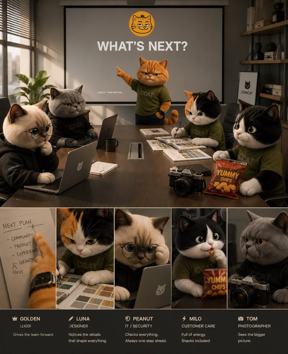 Coincat_Global's tweet photo. Behind every step forward
is a team that thinks differently.

Different minds.
One direction.
What's next starts here.

#CoinCat #web3 #ccat #catsworld https://t.co/eabwYCGXjs