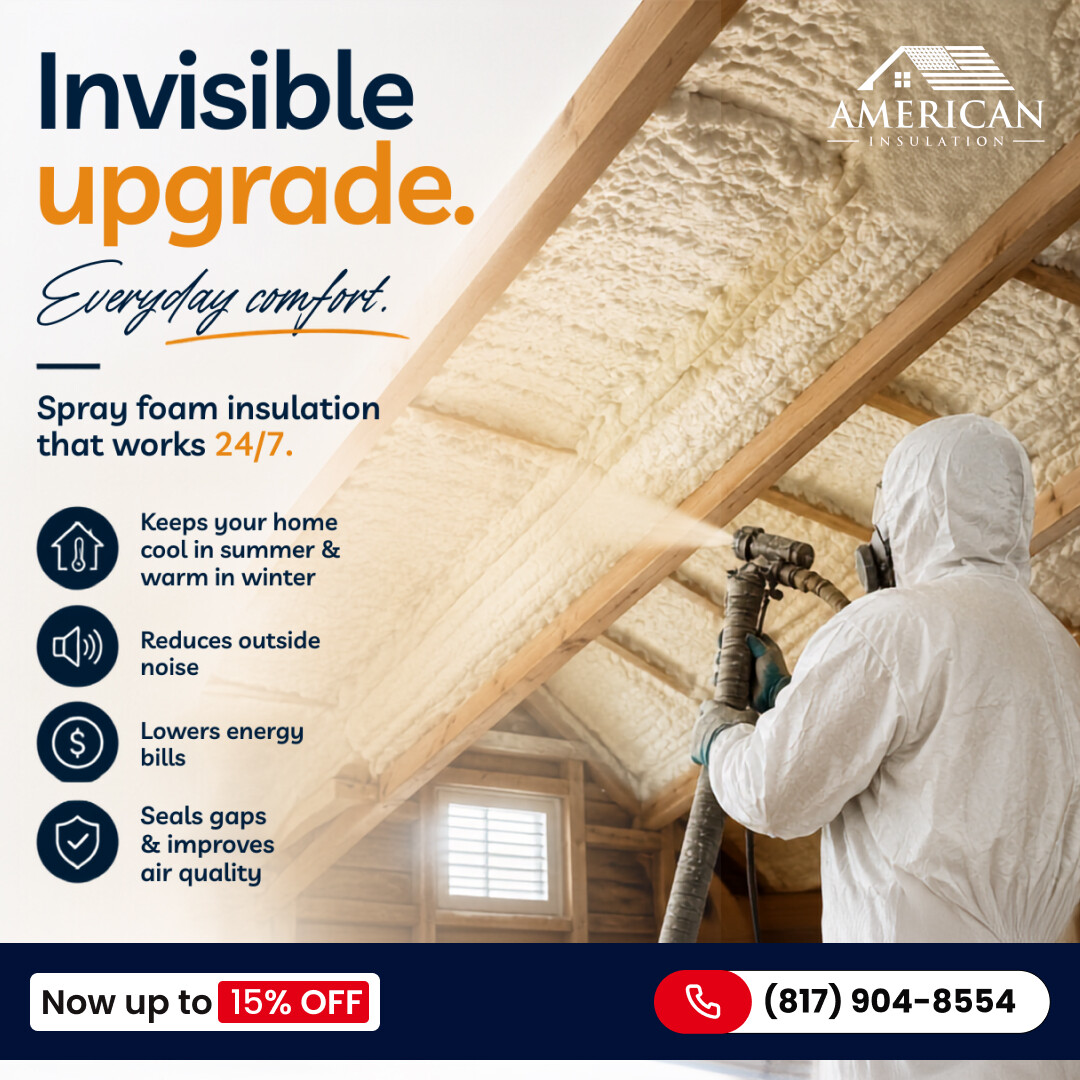 dfw_AI's tweet photo. Some of the best home improvements are the ones you never see. Spray foam from American Insulation helps reduce air leaks and improve energy efficiency.

📞 Call (817) 904-8554 to get up to 15% OFF. https://t.co/qHGMBuoy2Y
