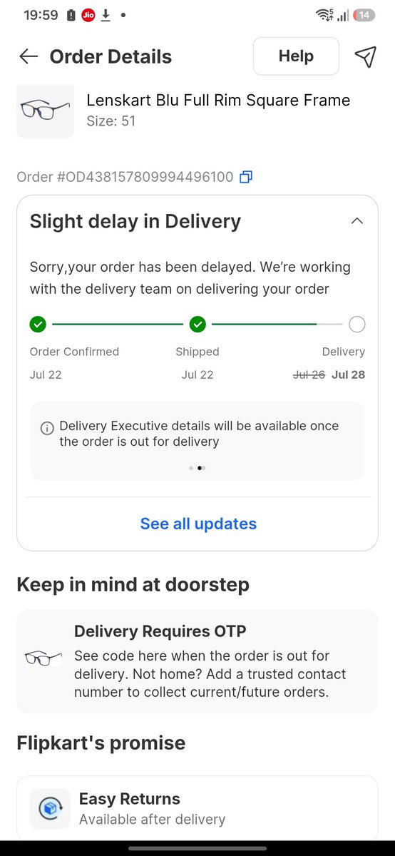 sashikantsingh_'s tweet photo. Unbelievable. My delivery date just got pushed AGAIN — Jul 26 → Jul 28. First it was "24th Jul," now its a moving target every single day. This isn't a "slight delay," its flat out incompetence dressed up in fake apologies. Fix your logistics or stop taking orders you can't fulfill. @Flipkart @flipkartsupport #FlipkartFail #ConsumerRights