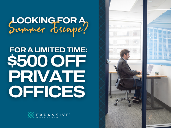 ExpansiveWork's tweet photo. Only a few days left to take advantage of our $500 off Private Office promotion!

Lock in a professional, fully furnished workspace and save before the offer expires on July 31.

https://t.co/EcRoZq8XJW

#PrivateOffice #OfficeSpace #FlexibleWorkspace #GreatWorkHappensHere https://t.co/iJqoWxaKsu