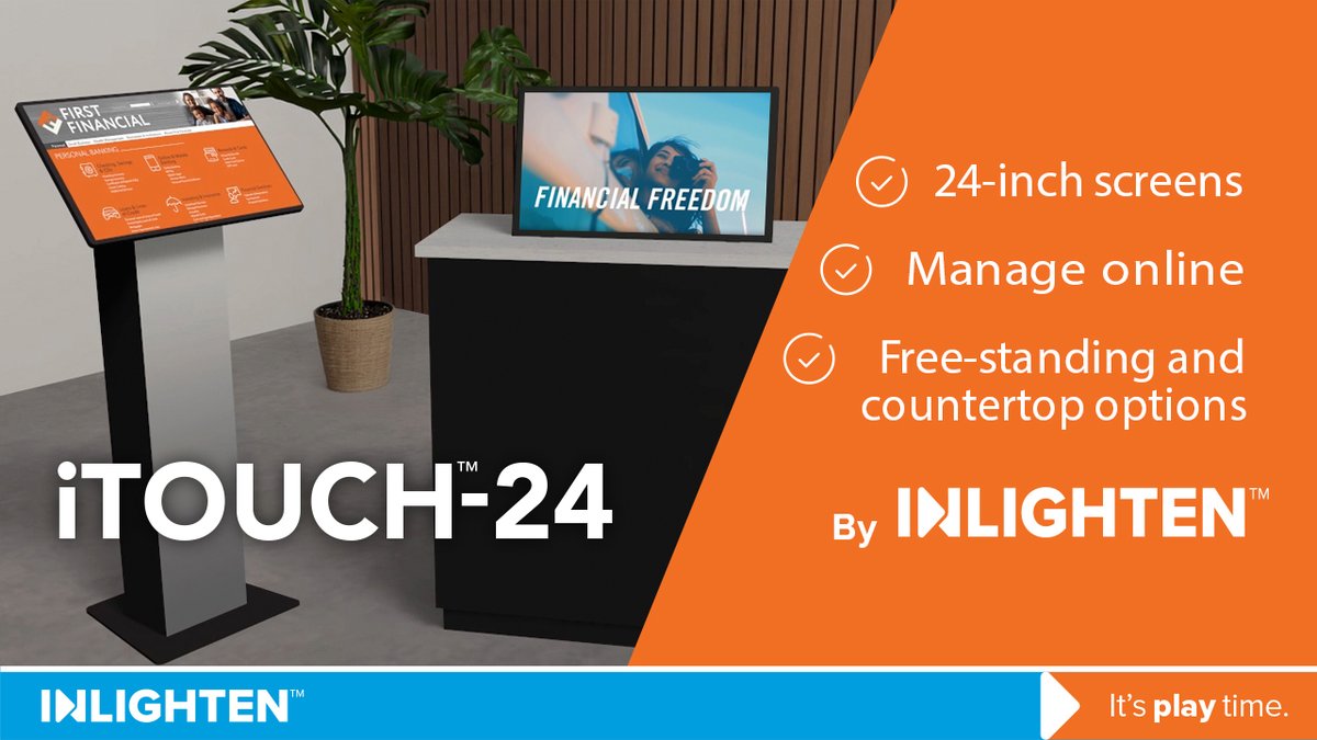 inLightenMedia's tweet photo. With 3X the screen of the largest iPad, inLighten's iTOUCH-24 is more attention-getting, makes browsing, navigating &amp; viewing more comfortable, productive and. Free-standing and counter-top versions will make your interactive information easily accessible. #DigitalSignage https://t.co/0Oi1YrA26W