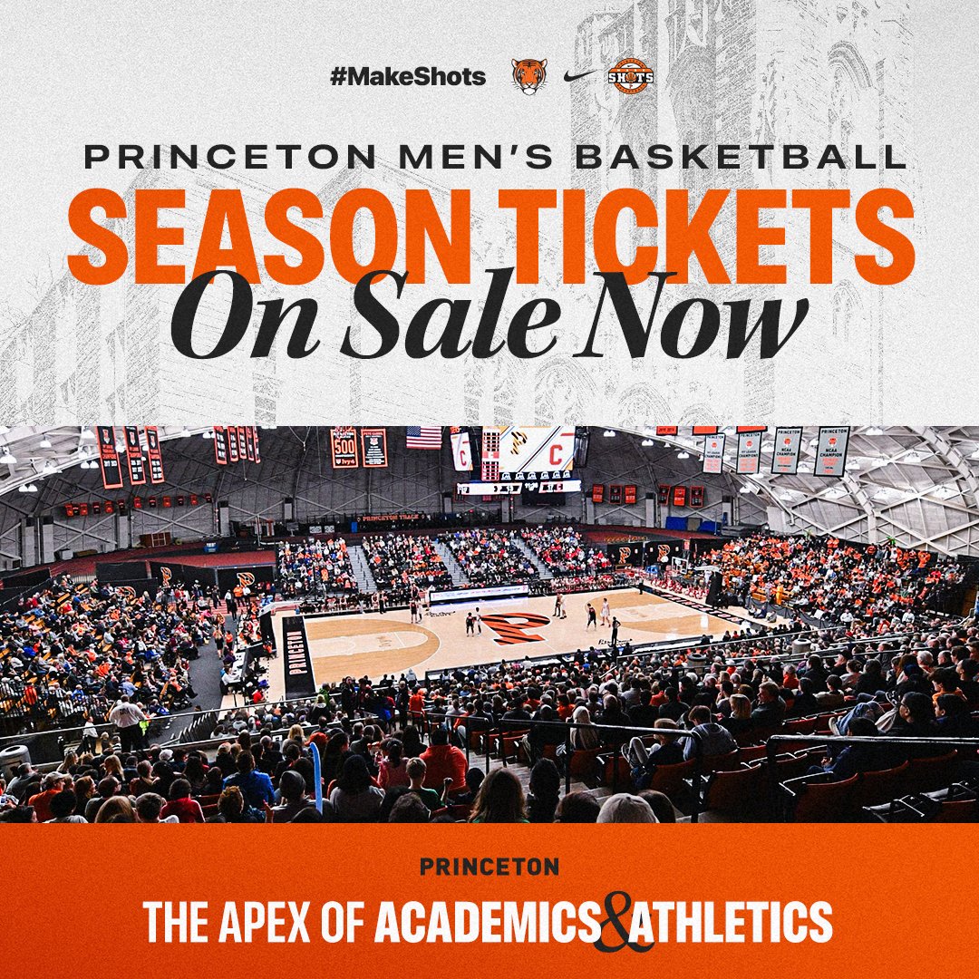 PrincetonMBB's tweet photo. 2026-27 season tickets on sale now!

Click ⬇️ to purchase and for more information!

🔗: https://t.co/mtbpCaW9Qa

#MakeShots 🐯🏀 https://t.co/H31Bm8ywlb