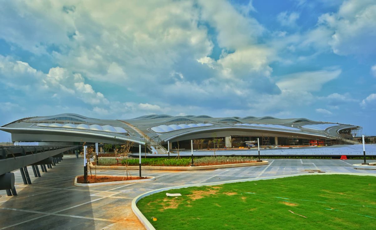 PTI_News's tweet photo. PHOTOS | Bhogapuram International Airport in Andhra Pradesh, all set for inauguration by Prime Minister Narendra Modi on August 1. https://t.co/MWOleeCAXQ